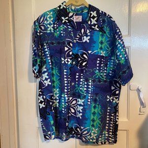 Hawaiian Barkcloth, Sears Luau Shirt STYLED in Hawaii Size XL VINTAGE 50s 60s